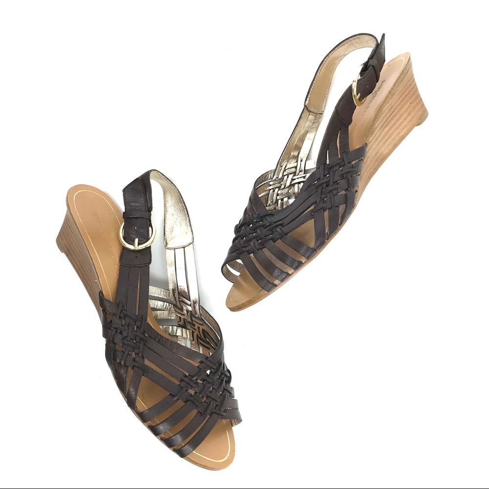 Banana Republic Brown Leather Wedge Sandal Buckle